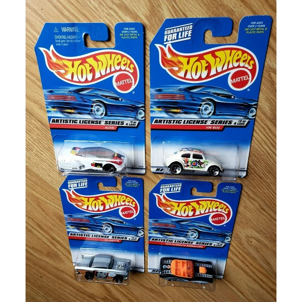 1998 Hot Wheels ARTISTIC LICENSE SERIES Complete 4 Car Set #729-731 W/ PROTECTOR